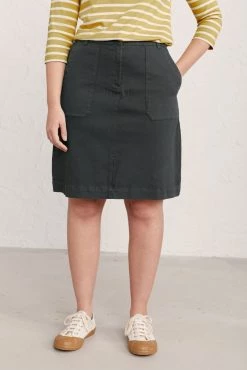 Seasalt Grey A-Line Cotton Figtree Rocks Skirt