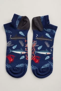 Seasalt Mens Blue Breathable Bamboo Sailor Trainer Socks