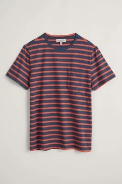 Seasalt Mens Orange Organic Cotton Striped Rowing T-Shirt -Cheap Seasalt Store unnamed file 167