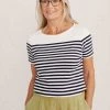 Seasalt Natural Short Sleeve Cotton Striped Sailor T-Shirt