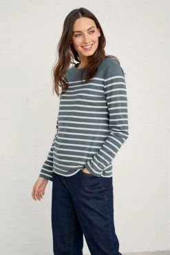 Seasalt Cornwall Falmouth Grey Breton Nickel Chalk Sailor T-Shirt