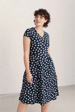 Seasalt Blue Flare Short Sleeve Organic Cotton Dress