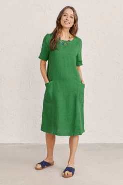 Seasalt Cornwall Green Linen Painting Class Dress