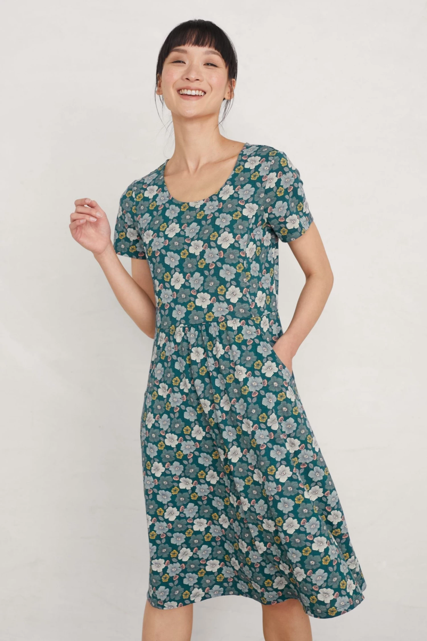 Seasalt Cornwall Teal Blue Organic Cotton Enor Dress 3 Seasalt Cornwall Teal Blue Organic Cotton Enor Dress - Image 3
