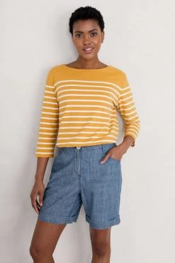 Seasalt Cornwall Yellow Striped Sailor Top