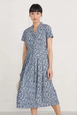 Seasalt Cornwall Blue Short Sleeve Handwriting Dress