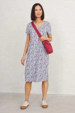 Seasalt Cornwall Tall Teal Blue Summer Brush Drawing Dress