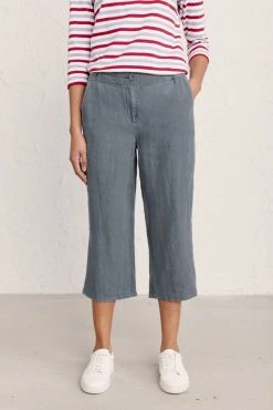 Seasalt Grey Straight Leg Brawn Point Croppped Trousers