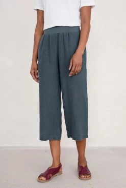 Seasalt Cornwall Tall Linen Lunar Light Crops Trousers