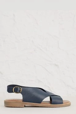 Seasalt Cornwall Blue Cross-Strap Leather Kite Flying Sandals