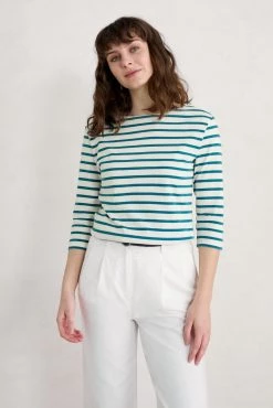 Seasalt Cornwall Cream Striped Cotton Sailor Top