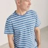 Seasalt Cornwall Mens Blue Organic Cotton Striped Rowing Boat T-Shirt
