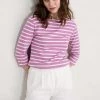 Seasalt Cornwall Purple Striped Cotton Sailor Top