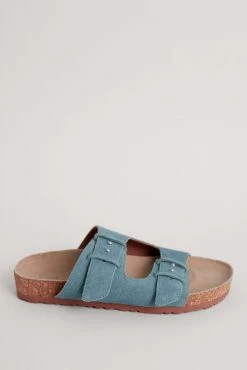 Seasalt Blue Slip-On Slider Leather Polpier Cove Sandals