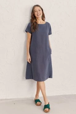 Seasalt Cornwall Blue Relaxed A-Line Linen Primary Dress