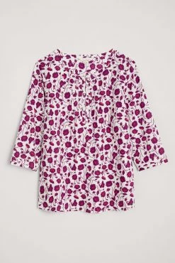 Seasalt White And Pink Three Quarter Summer Cotton Meadow Top -Cheap Seasalt Store unnamed file 976 scaled